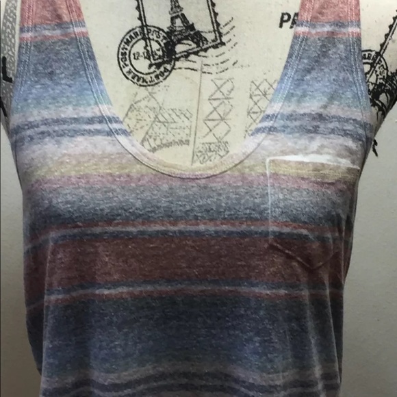 New True Religion Women Striped Tank Top Razor Back Blue Multicolour Small USA - Picture 5 of 9